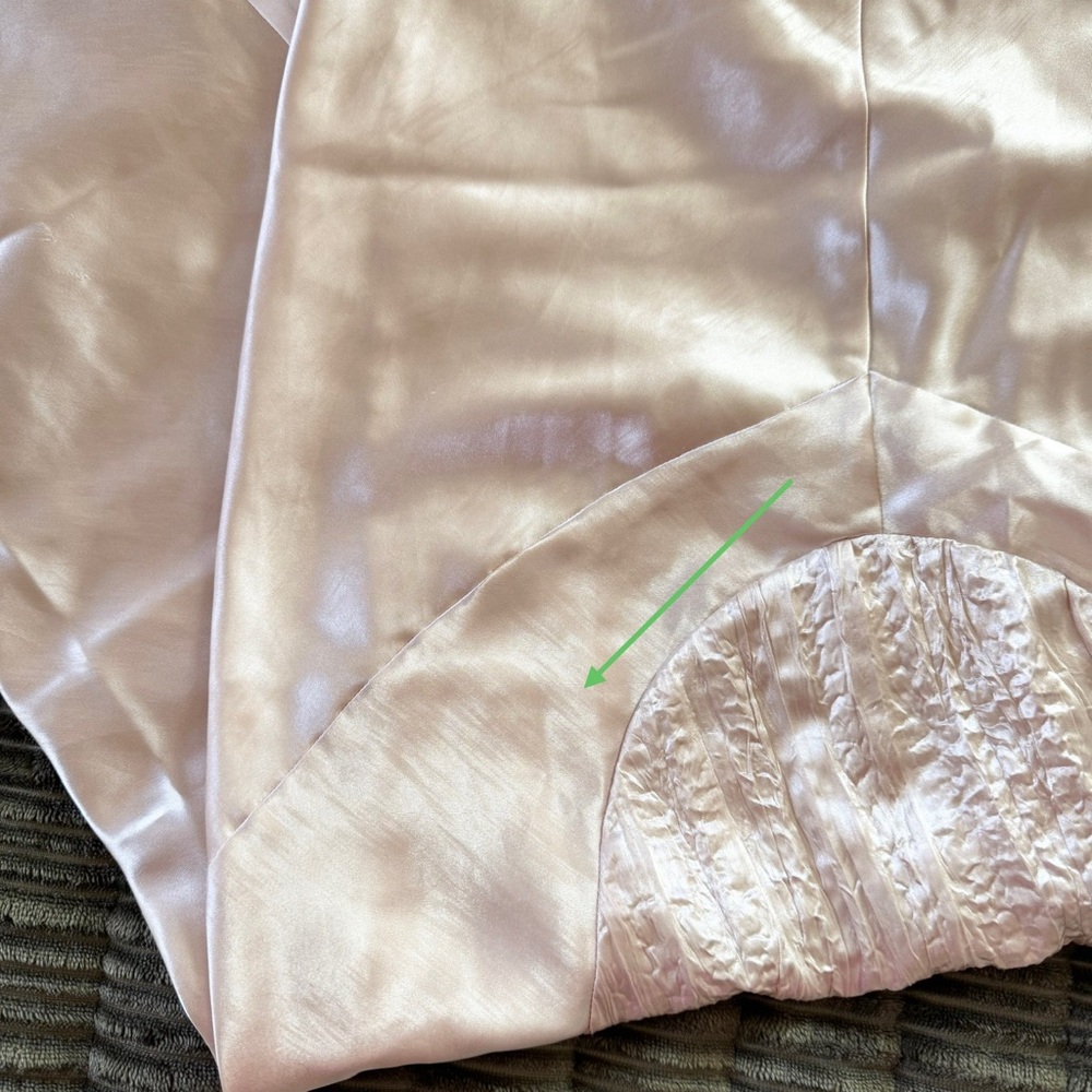 🌺SOLD🌺 Jacalyn Bennett Silky Satin Sheer Chiffon Champagne Maxi Gown Slip Dress - Picture 6 of 8